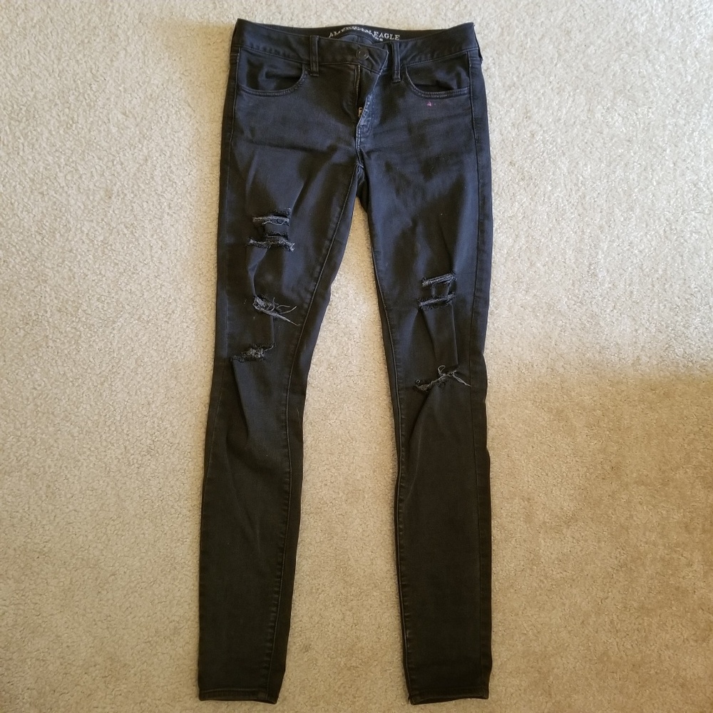 Black Distressed American Eagle Jeans